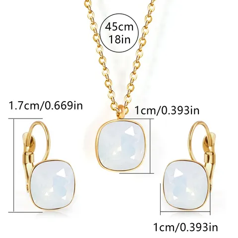 Europe and the United States Fashion Simple Temperament Square Zirconia Necklace Jewelry Set - Style 3295 - view 3