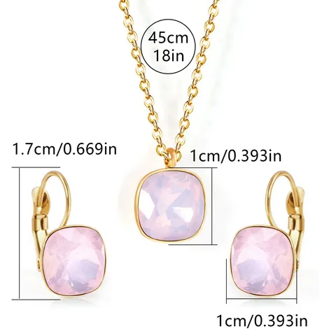 Europe and the United States Fashion Simple Temperament Square Zirconia Necklace Jewelry Set - view 3