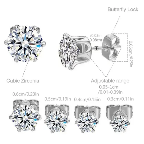 Europe and the United States Fashion Stainless Steel Six Claws Micro-set Earrings - view 3