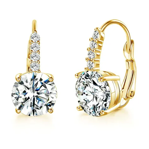 Cubic Zirconia Europe and the United States Fashion Zircon Earrings Jewelry Niche Design - Plated Brass jewelry made by BlueOne Jewelry
