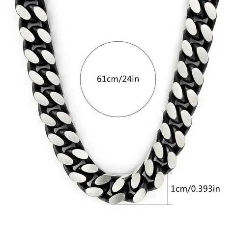 Europe and the United States Four Grinding Stainless Steel Frosted Black Cuban Link Necklace - view 3