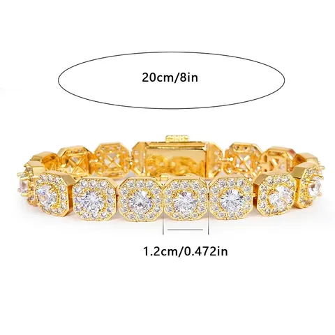Europe and the United States Hip-hop Bracelet High-quality Micro-encrusted Zirconia Geometric - view 3