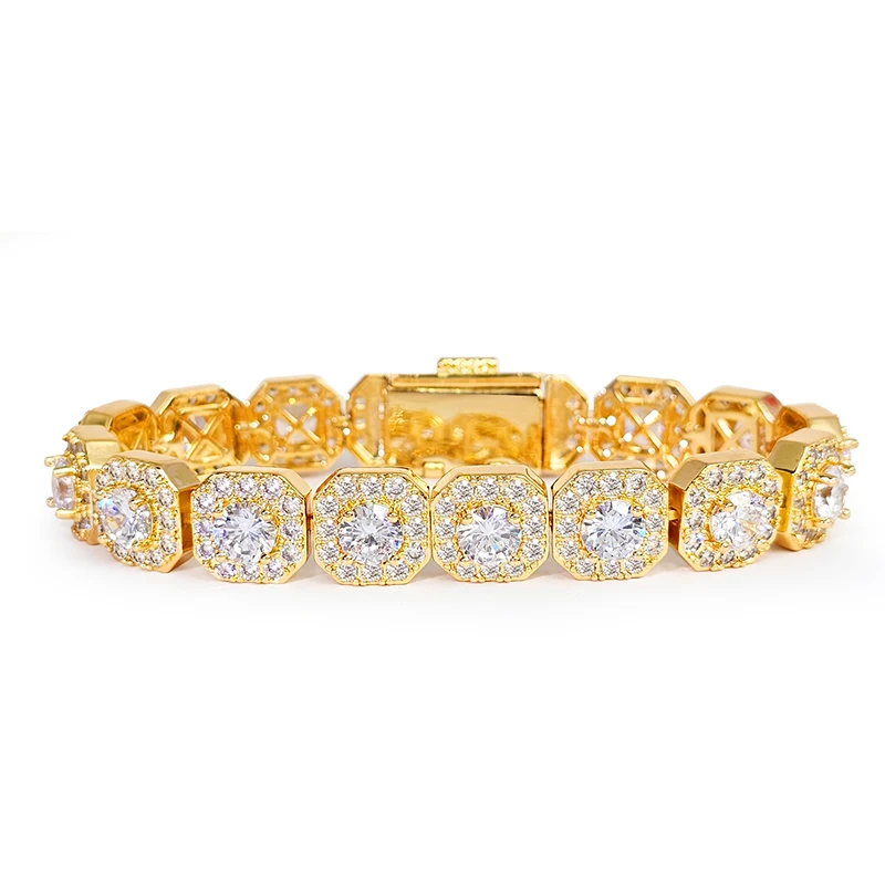Europe and the United States Hip-hop Bracelet High-quality Micro-encrusted Zirconia Geometric made by BlueOne Jewelry