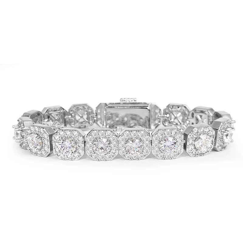 Europe and the United States Hip-hop Bracelets High-quality Micro-encrusted Zirconia Geometric made by BlueOne Jewelry