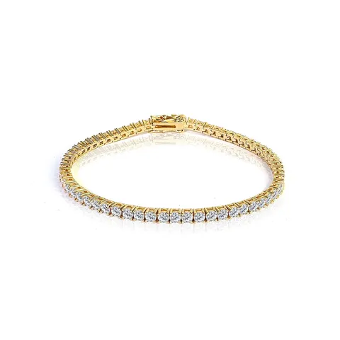 Cubic Zirconia Europe and the United States Hip-hop Tennis Chain Zircon Bracelet Tide - Plated Brass jewelry made by BlueOne Jewelry