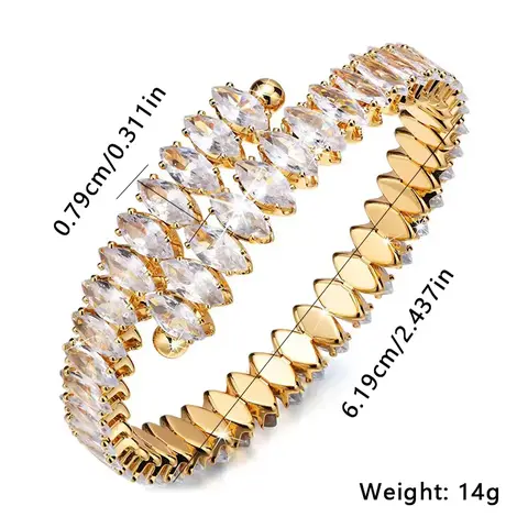 Europe and the United States Copper Bracelet Zircon Bracelet Simple Elastic - view 3