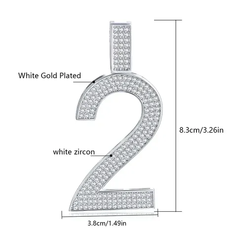 Europe and the United States Digital Pendant Micro-set Zirconia Pendant Digital Pendant Necklace - view 2