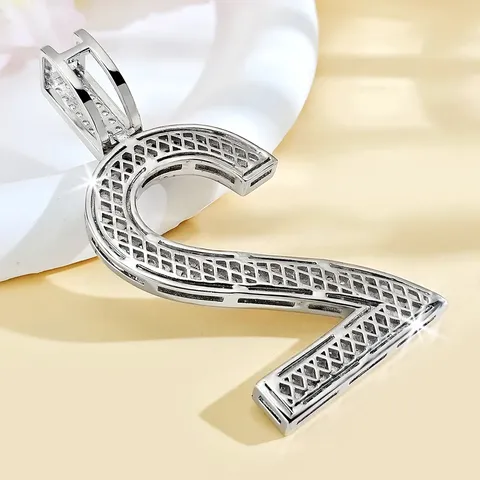 Europe and the United States Digital Pendant Micro-set Zirconia Pendant Digital Pendant Necklace - view 3