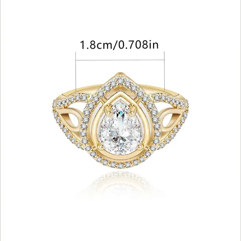 Europe and the United States Fashion Personality Egg-shaped Zirconia Ring Female - view 3