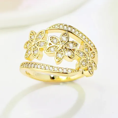 Europe and the United States Fresh Hexagonal Flower Ring Diamonds Fine - view 3