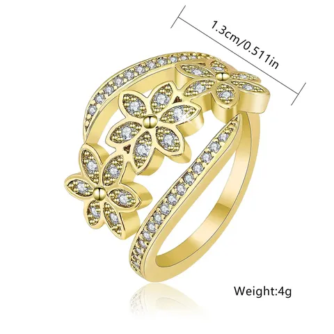 Europe and the United States Fresh Hexagonal Flower Ring Diamonds Fine - view 2
