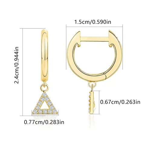 Europe and the United States Earrings Triangle Geometry Diamond Earrings - view 3