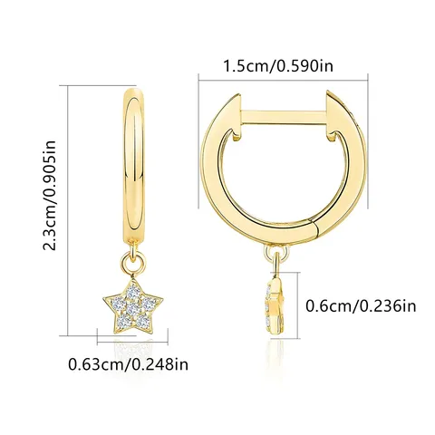 Europe and the United States Earrings Five-pointed Star-shaped Geometric Diamond Earrings - view 3