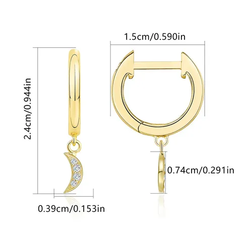 Europe and the United States Earrings Moon Shape Geometric Diamond Earrings - view 3