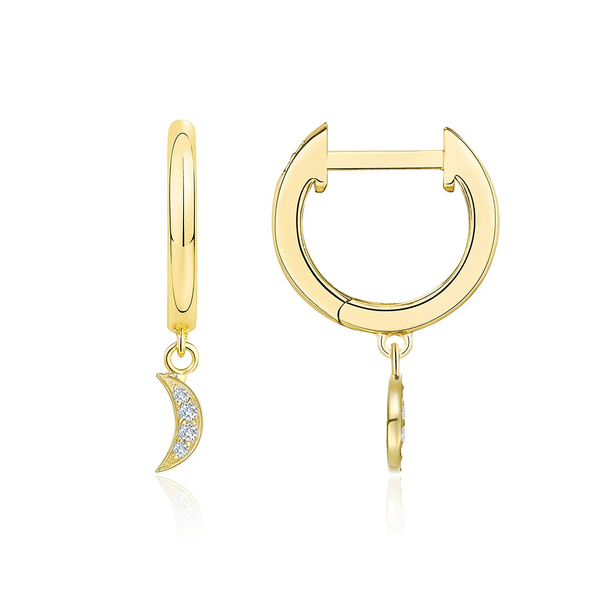 Europe and the United States Earrings Moon Shape Geometric Diamond Earrings made by BlueOne Jewelry