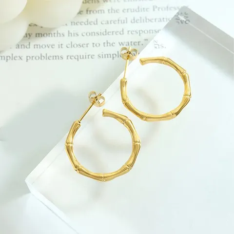 Europe and the United States Niche Personalized Bamboo with Bone Earrings - view 3