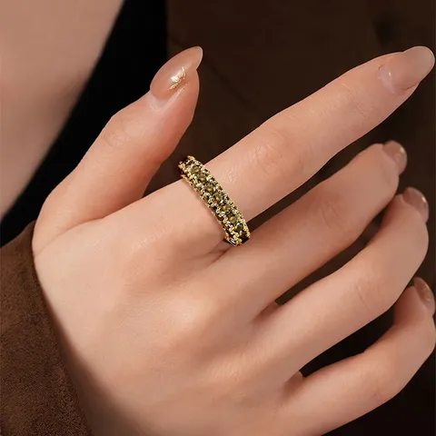 Cubic Zirconia Europe and the United States Simple Three-sided Zirconia Design Sense Ring - view 2