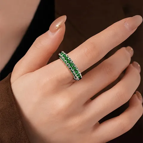 Plated Brass Europe and the United States Simple Three-sided Zirconia Design Sense Ring - view 2