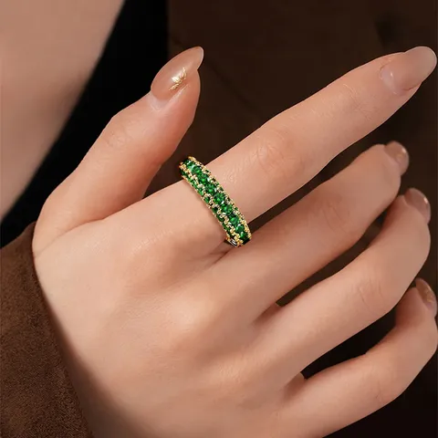 Hip-hop Europe and the United States Simple Three-sided Zirconia Design Sense Ring - view 2