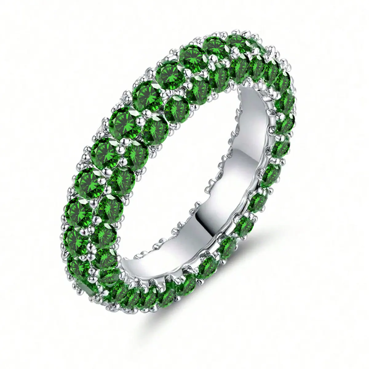 Plated Brass Europe and the United States Simple Three-sided Zirconia Design Sense Ring made by BlueOne Jewelry