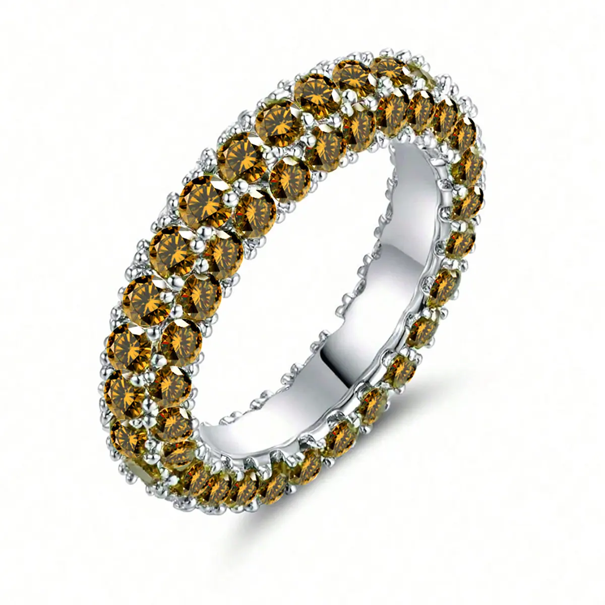 Europe and the United States Simple Three-sided Zirconia Design Sense Ring made by BlueOne Jewelry