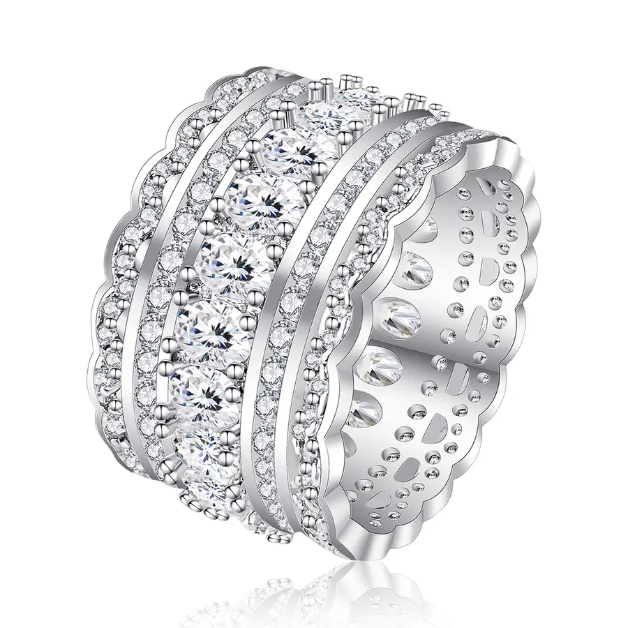 Europe and the United States Light Luxury Full of Diamonds Micro-set Ring made by BlueOne Jewelry