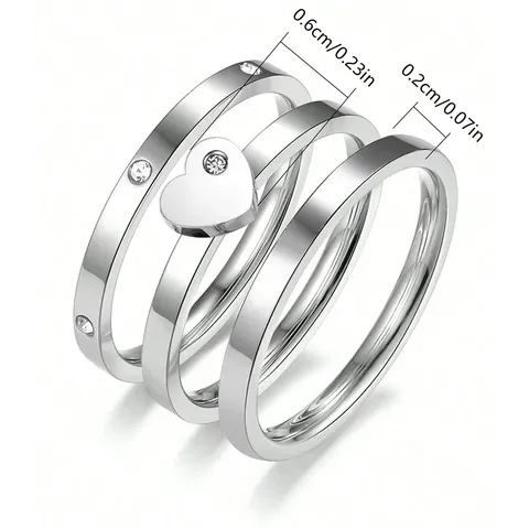 Europe and the United States Light Luxury High-level Titanium Steel Ring Stacking Ring Set - view 3