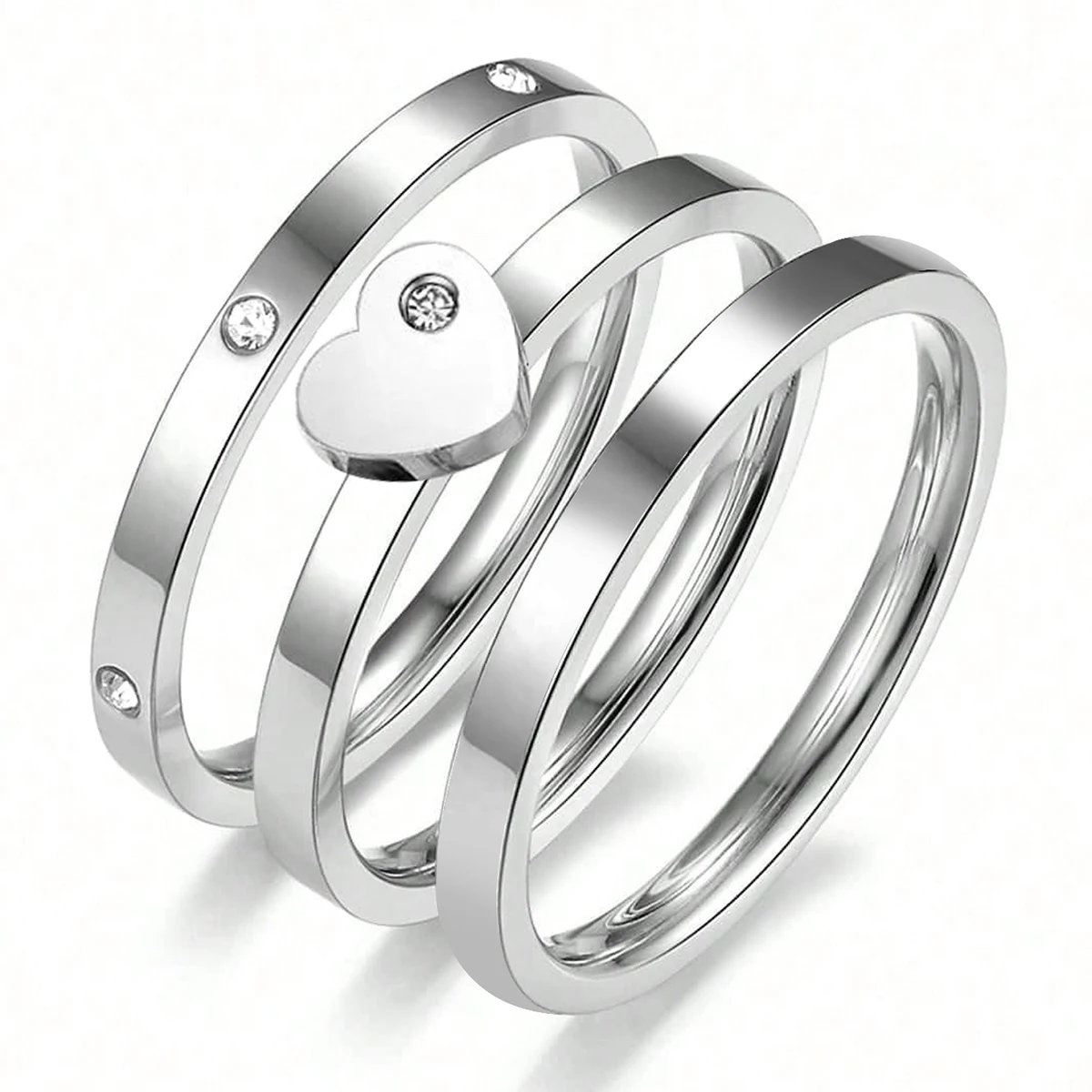 Europe and the United States Light Luxury High-level Titanium Steel Ring Stacking Ring Set made by BlueOne Jewelry
