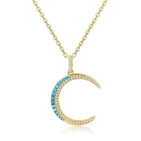 Europe and the United States Light Luxury Moon Pendant Necklace Female - Plated Brass jewelry made by BlueOne Jewelry