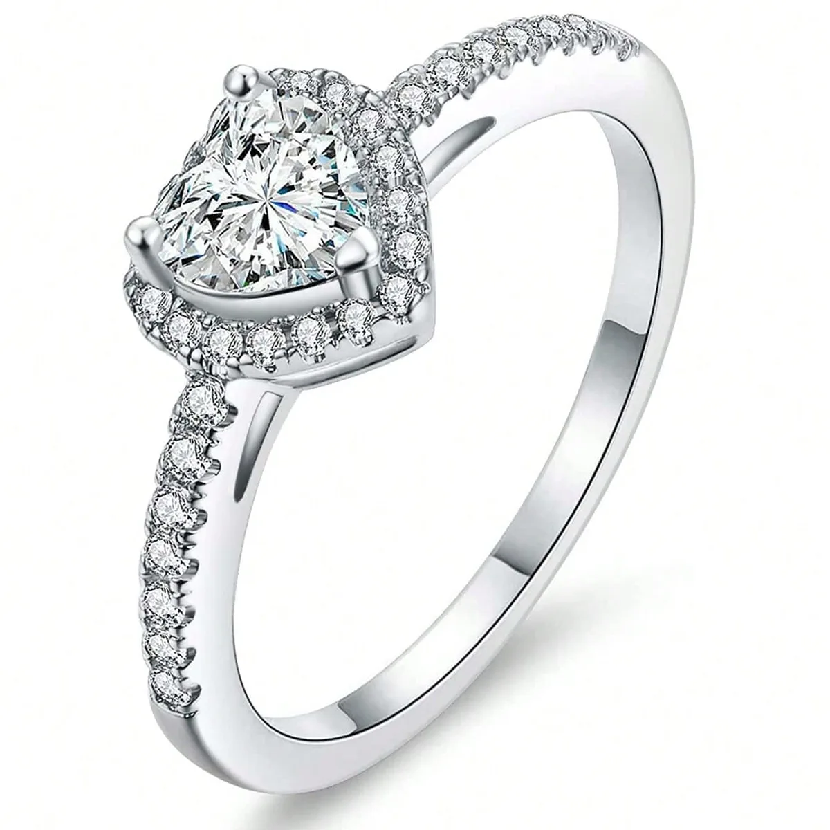 Europe and the United States Love Zircon Ring Elegant Sweet French made by BlueOne Jewelry