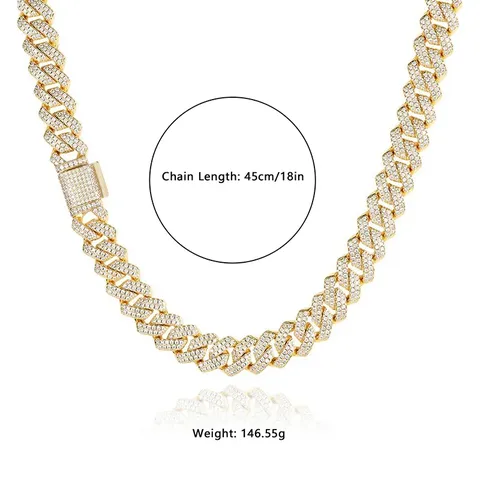 Europe and the United States Men Hip-hop Double Row Zirconia Cuban Link Necklace - view 3