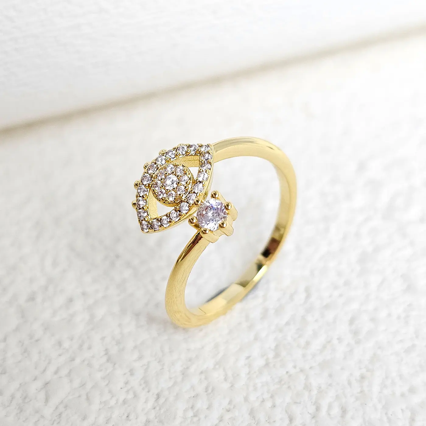 Europe and the United States Devil’s Eye Micro-set Zirconia Copper Ring made by BlueOne Jewelry