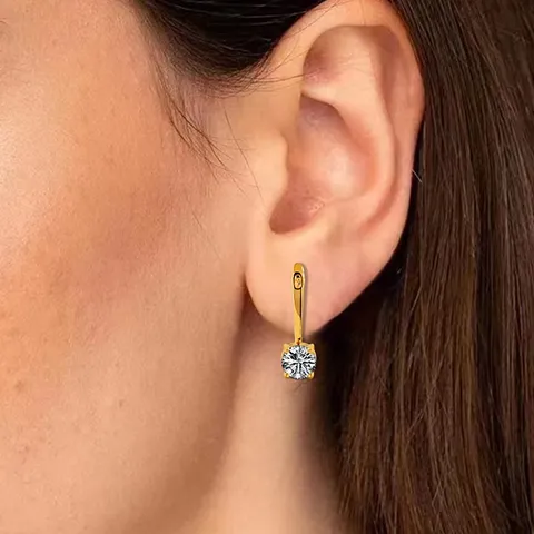 Double Head Zirconia Earrings Buckle Earrings Female 18K Gold - view 2