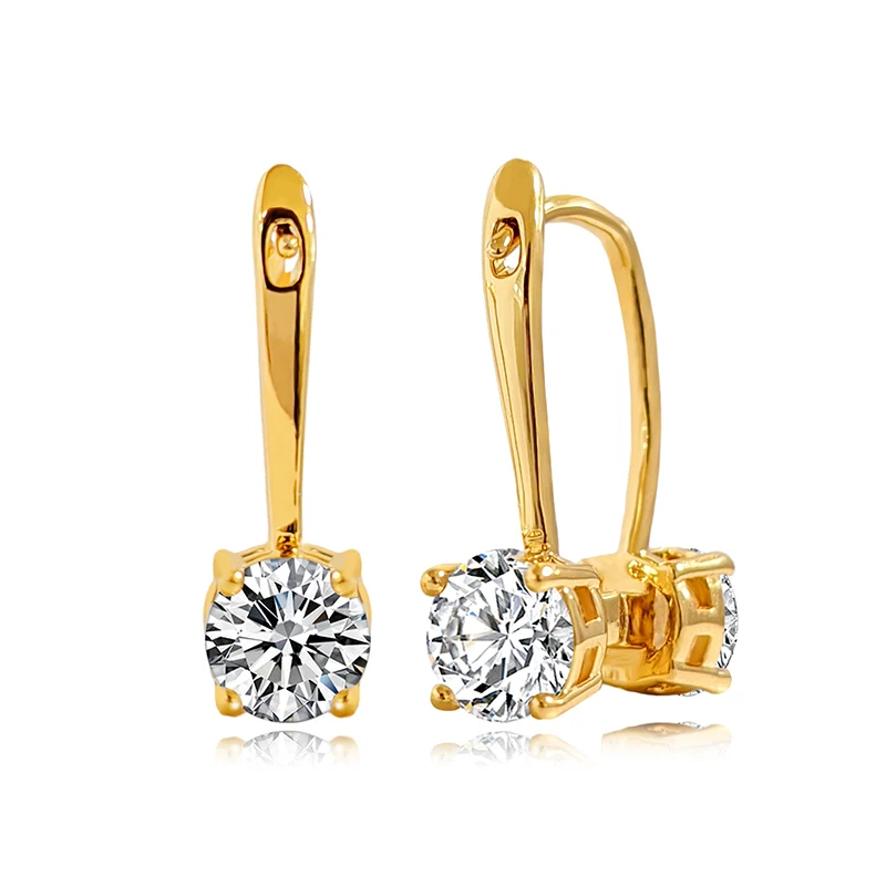 Double Head Zirconia Earrings Buckle Earrings Female 18K Gold made by BlueOne Jewelry
