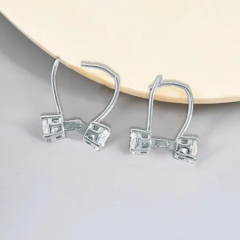 Double Head Zirconia Earrings White Gold Women’s Button Earrings - view 3