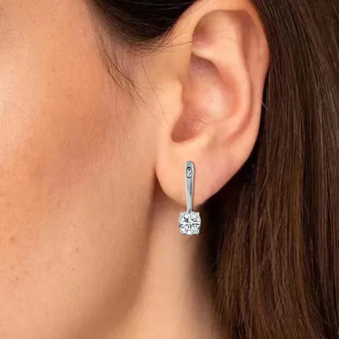 Double Head Zirconia Earrings White Gold Women’s Button Earrings - view 2