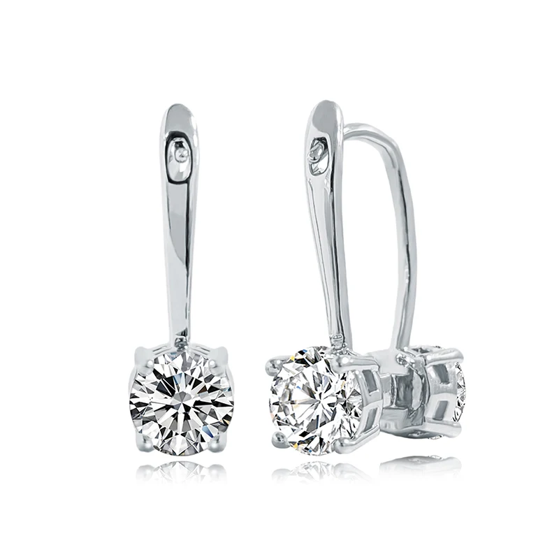 Double Head Zirconia Earrings White Gold Women’s Button Earrings made by BlueOne Jewelry