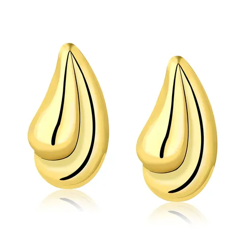 Europe and the United States Drop-shaped Earrings Textured Titanium Steel Plated - Stainless Steel jewelry made by BlueOne Jewelry