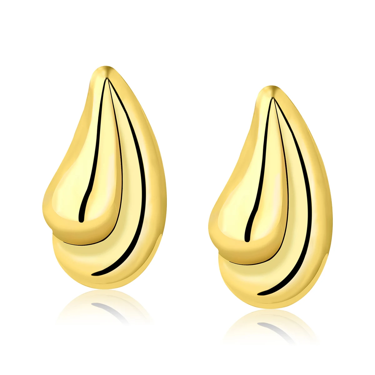 Europe and the United States Drop-shaped Earrings Textured Titanium Steel Plated made by BlueOne Jewelry