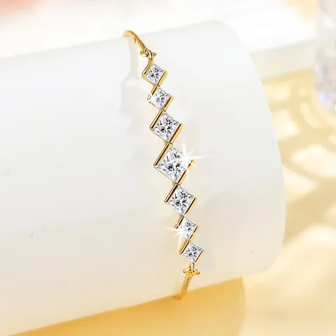 Europe and the United States Fashion Simple Square Zircon Bracelet Female - view 3