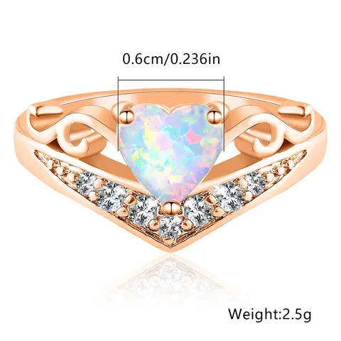 Europe and the United States Heart-shaped Ring Micro-set Zirconia with High-quality - view 3