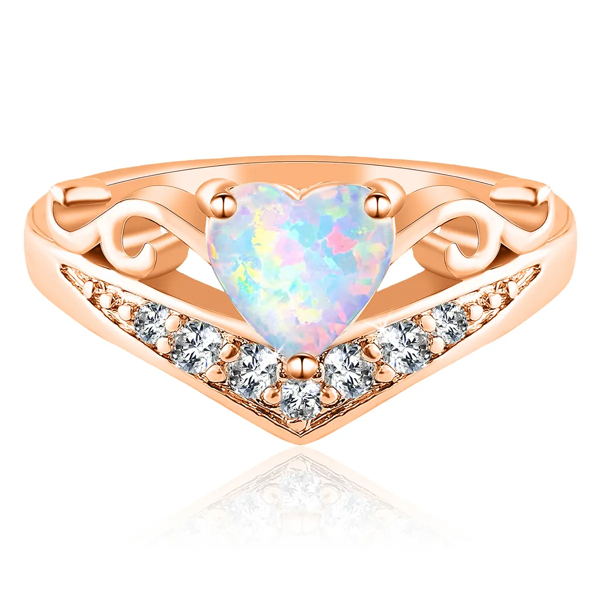 Europe and the United States Heart-shaped Ring Micro-set Zirconia with High-quality made by BlueOne Jewelry