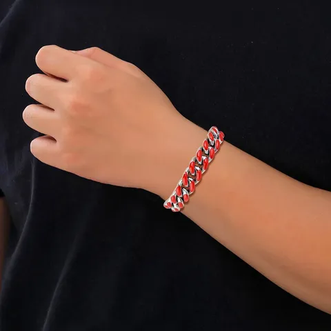 Europe and the United States Hip-hop Stainless Steel Color Drip Oil Charm Bracelet - Style 5652 - view 2