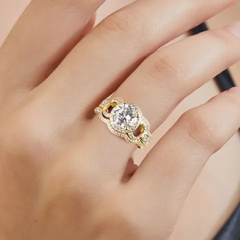 Plated Brass Europe and the United States Finger Ring Ladies Ring Retro Round - view 2