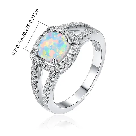 Europe and the United States Square Opal Ring Chic Small Inlaid - view 3
