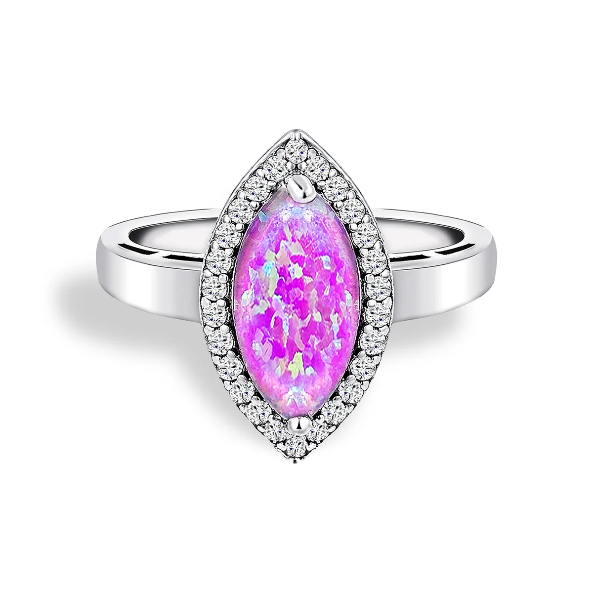 Europe and the United States Ladies Imitation Australian Gemstone Ring Artificial in White Gold Plated made by BlueOne Jewelry