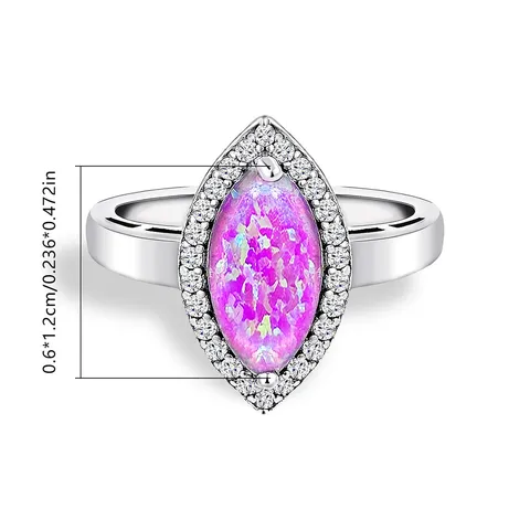 Europe and the United States Ladies Imitation Australian Gemstone Ring Artificial in White Gold Plated - view 3