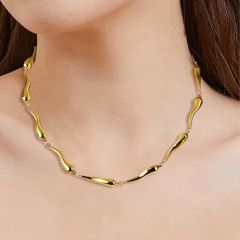 Europe and the United States Niche Design Minimalist Metal Droplets Splicing Collarbone Chain - view 2