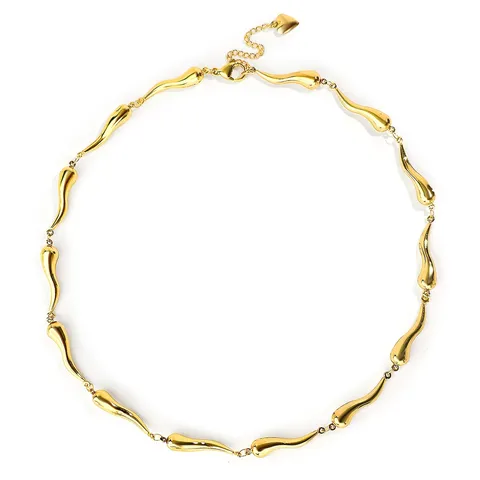 Europe and the United States Niche Design Minimalist Metal Droplets Splicing Collarbone Chain - Plated Brass jewelry made by BlueOne Jewelry