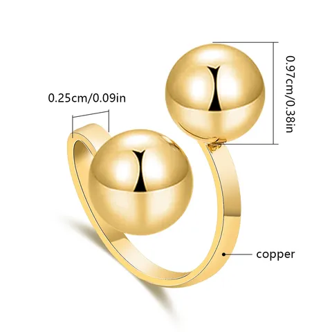 Plated Brass Europe and the United States Spherical Personalized Ring Female Gold Ring - view 3